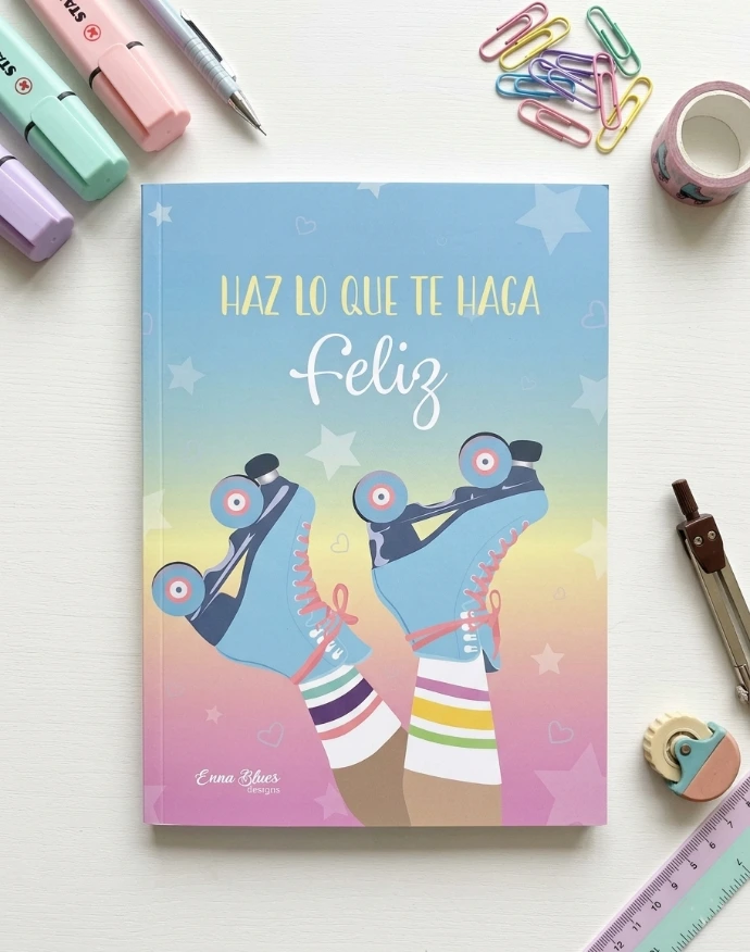 cuaderno patinaje artístico haz lo que te haga feliz para patinadores regalo temático y original diseñado por Enna Blues a la venta en Amazon