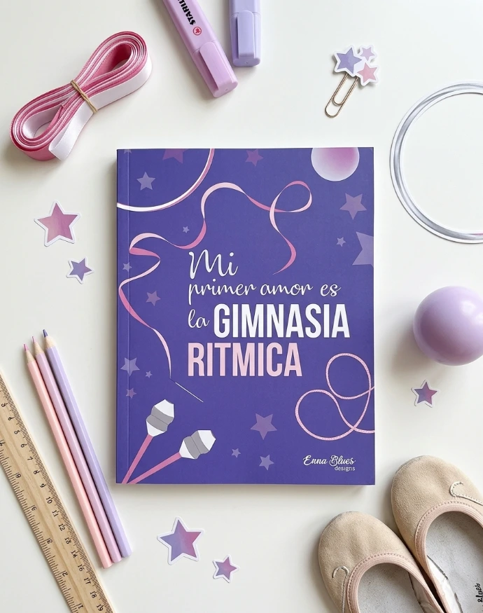 Cuaderno diseñado para gimnastas de gimnasia rítmica por Enna Blues a la venta en Amazon KDP mi primer amor es
