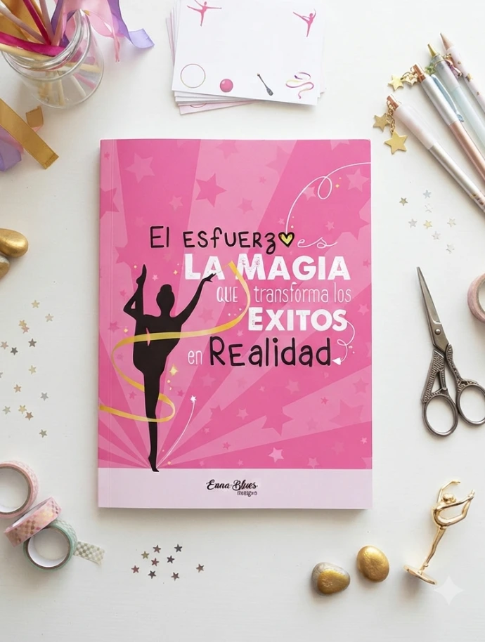 Cuaderno diseñado para gimnastas de gimnasia rítmica por Enna Blues a la venta en Amazon KDP El esfuerzo es la magia que convierte los éxitos en realidad
