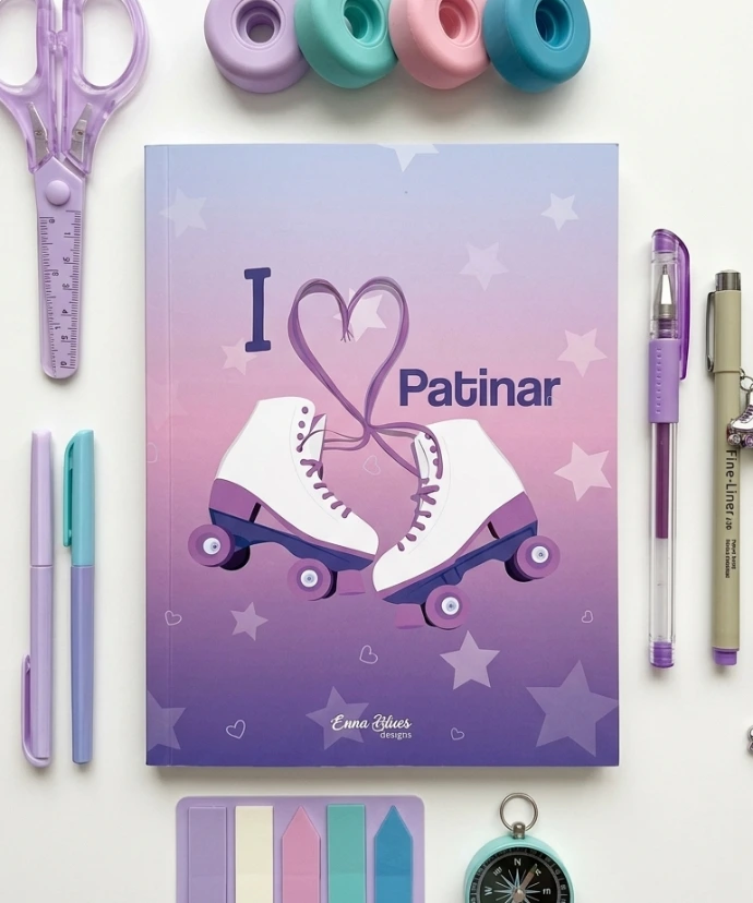 Cuaderno patinaje artístico diseñado por Enna Blues a la venta en Amazon I love patinar