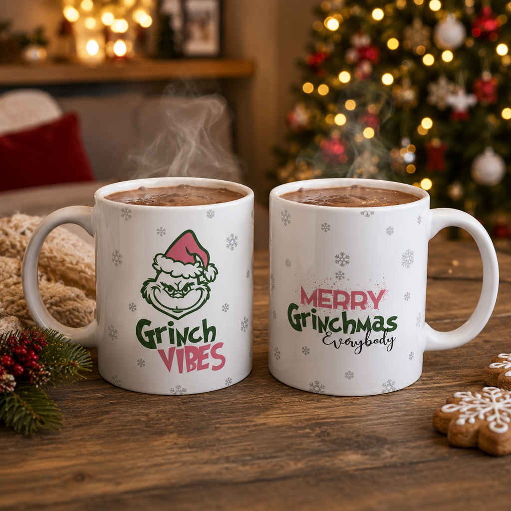 Taza Grinch Vibes Rosa
