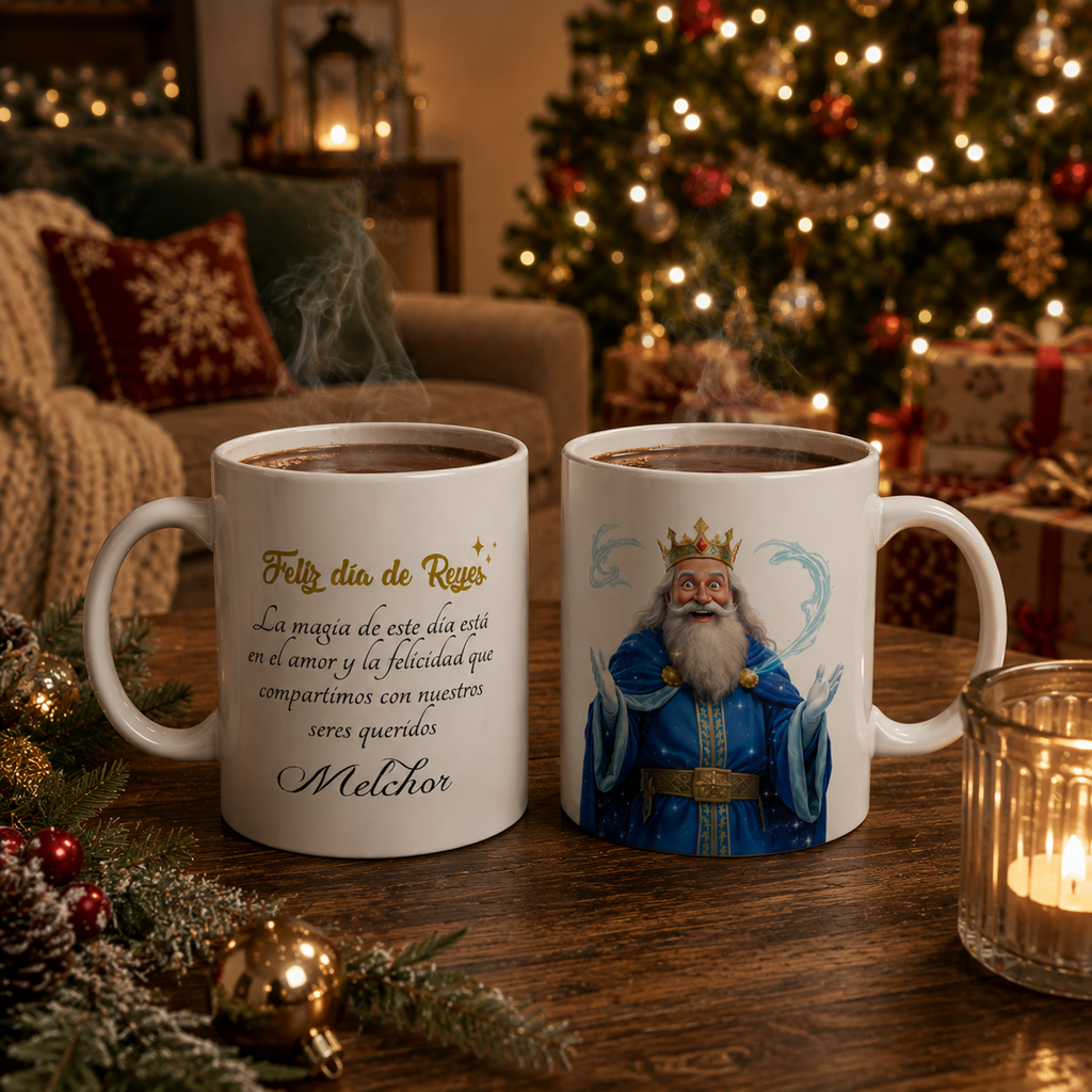 Taza Mensaje Melchor Reyes Magos Navidad