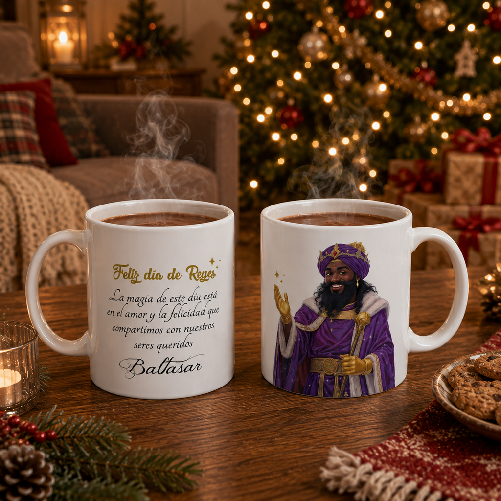 Taza Mensaje Baltasar Reyes Magos Navidad