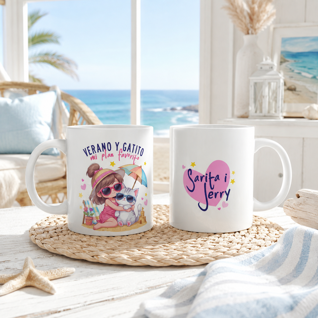 Taza Verano y Gatito Mi Plan Favorito