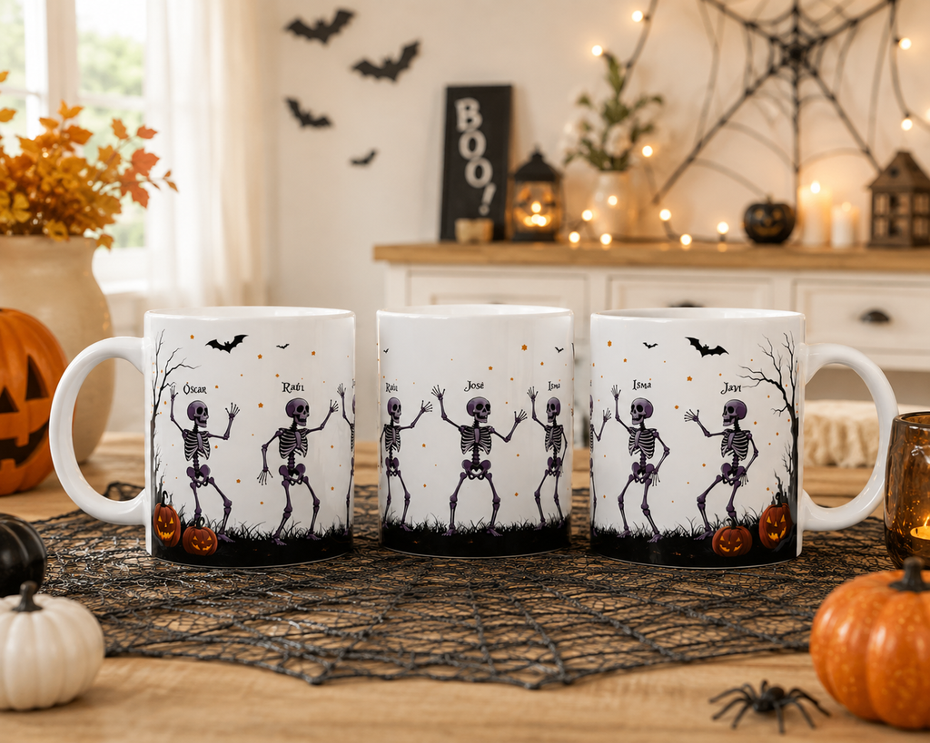 Taza Danza Esqueletos Personalizada Halloween