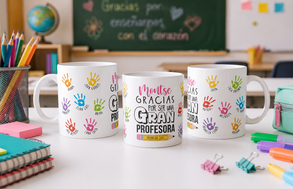 Taza Huellas Profe Regalo Alumnos