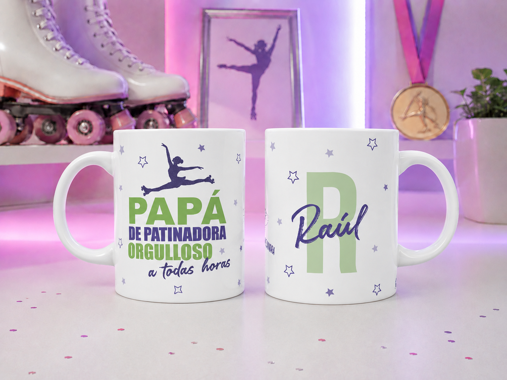 Taza Personalizada Papá Patinadora Patinaje Artístico