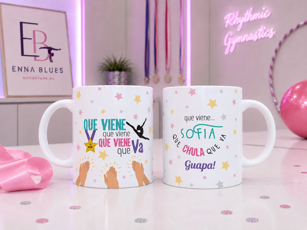 Taza personalizada rítmica Que viene, que va