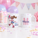 Taza personalizada cumpleaños niña Patines