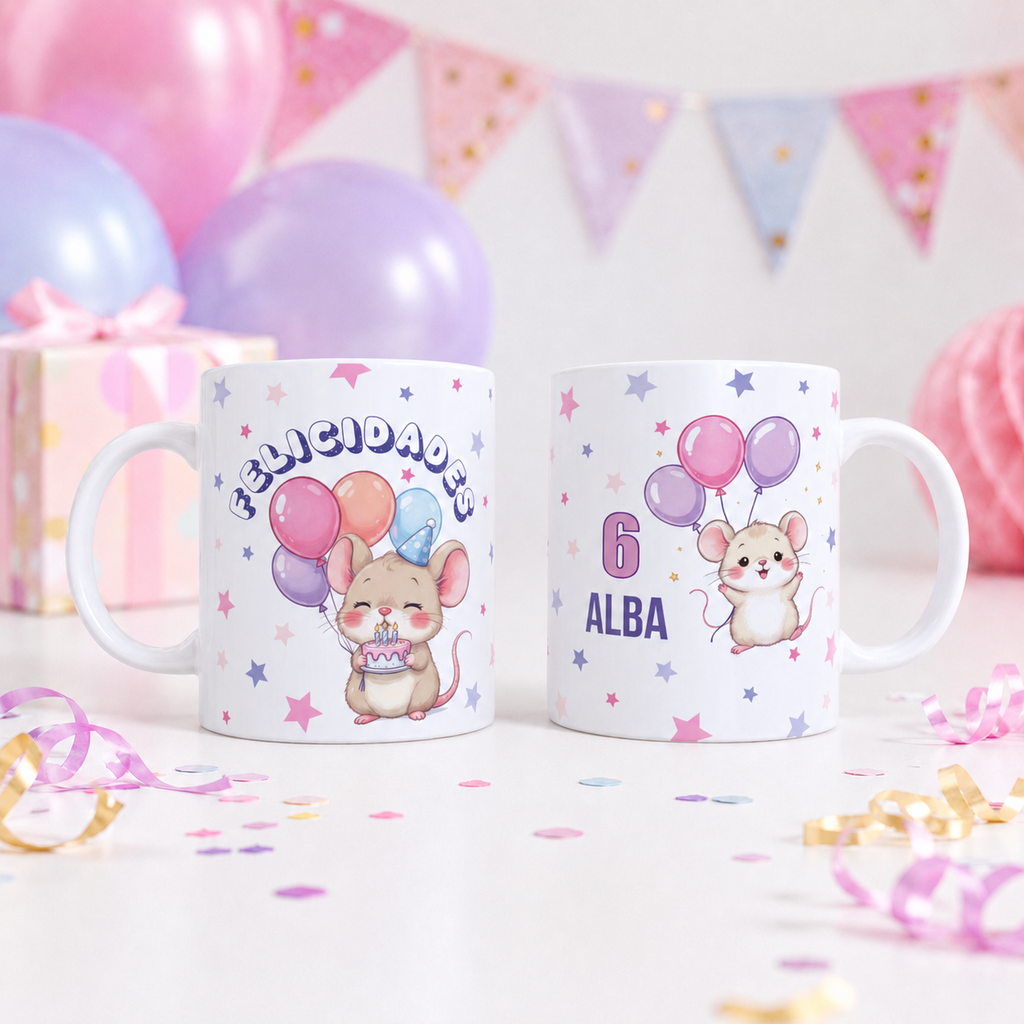 Taza personalizada cumpleaños Ratoncito