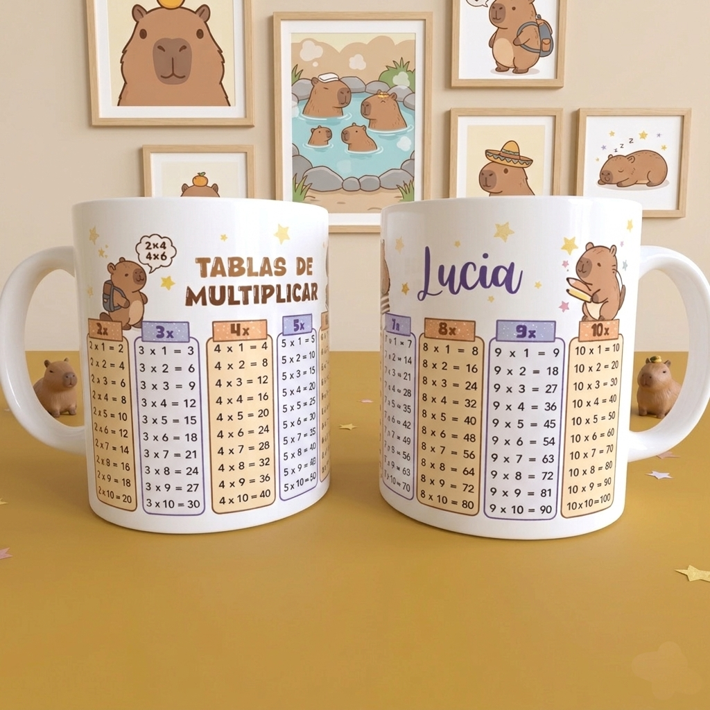 Taza Personalizada Tablas de Multiplicar Capibara
