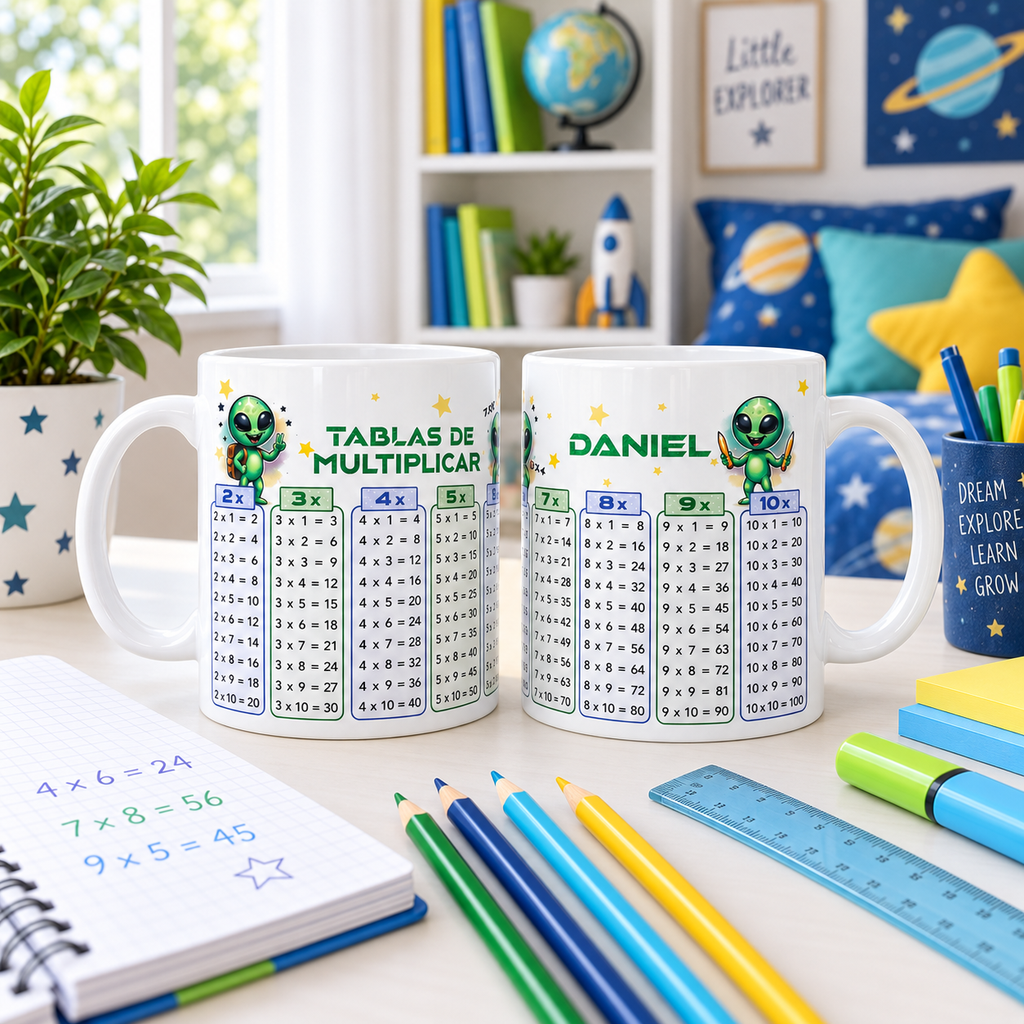 Taza Personalizada Tablas de Multiplicar Alien
