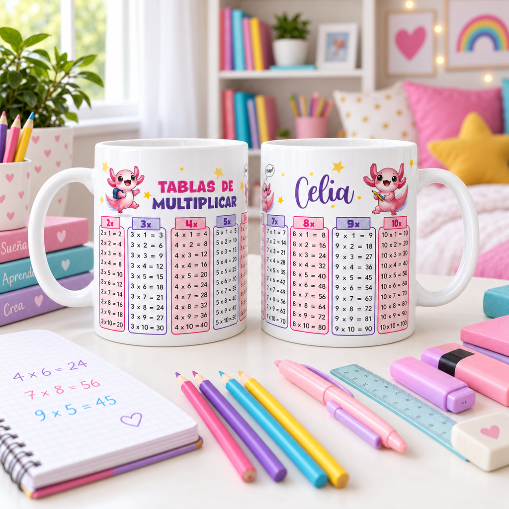 Taza Personalizada Tablas de Multiplicar Ajolote