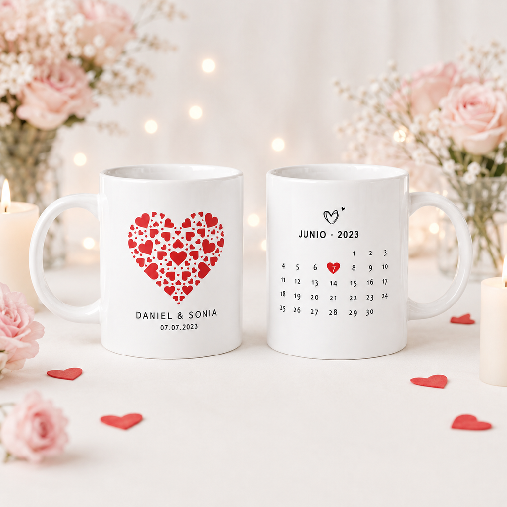 Taza personalizada parejas Corazones rojos