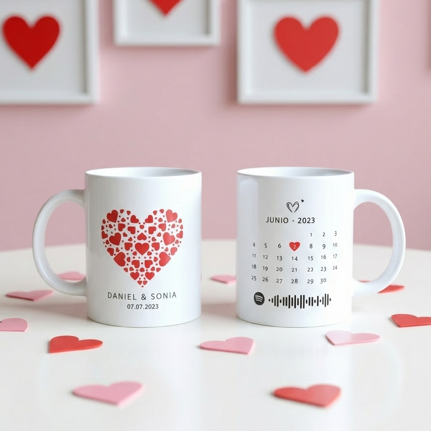Taza personalizada parejas Corazones rojos