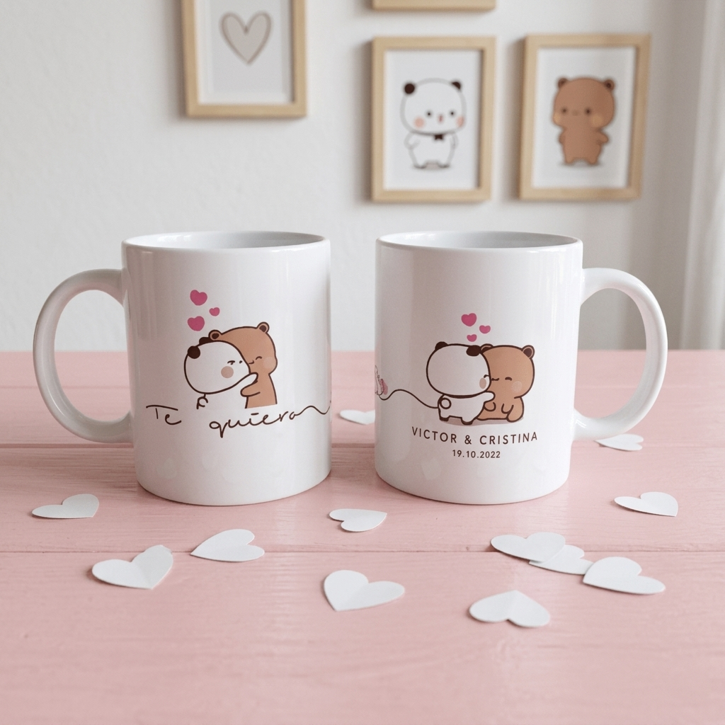 Taza Personalizada Abrazo ositos parejas