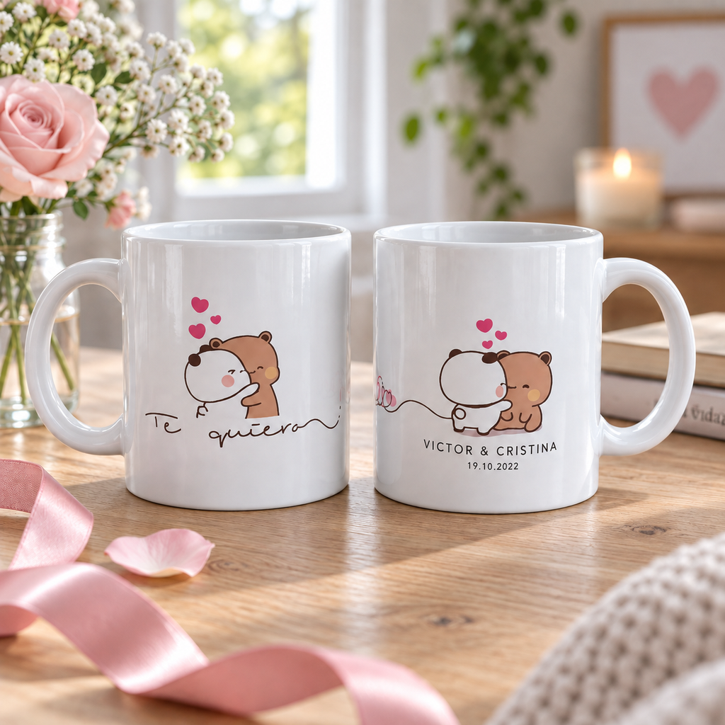 Taza Personalizada Abrazo ositos parejas