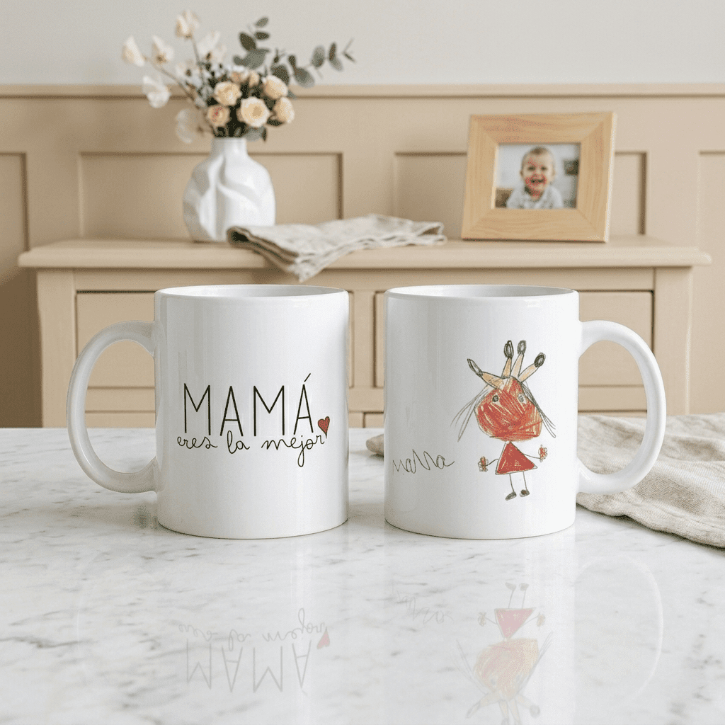Taza Día de la Madre Mamá Dibujo Personalizada