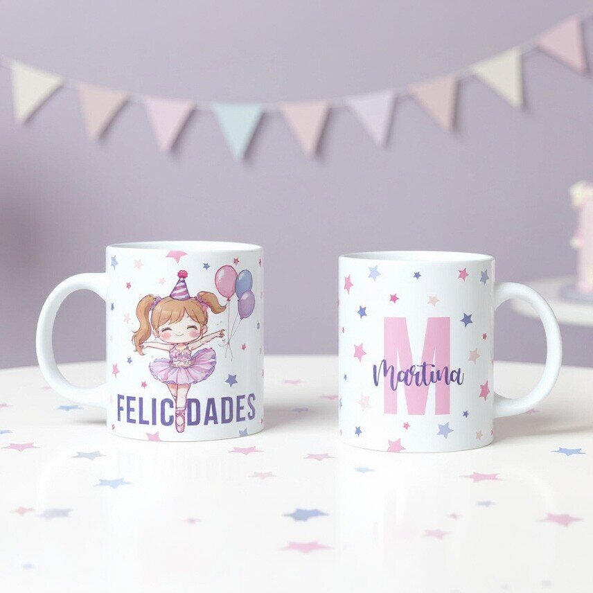 Taza Ballet Cumpleaños personalizada Kawaii