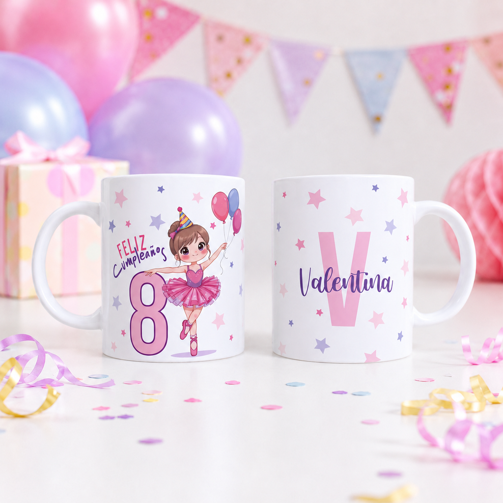 Taza Cumpleaños Ballet Edad y Nombre