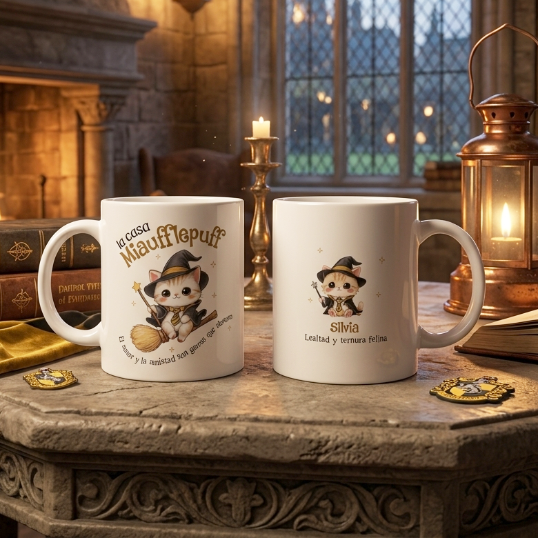 Taza Gatitos Mágicos Casa Miaufflepuff